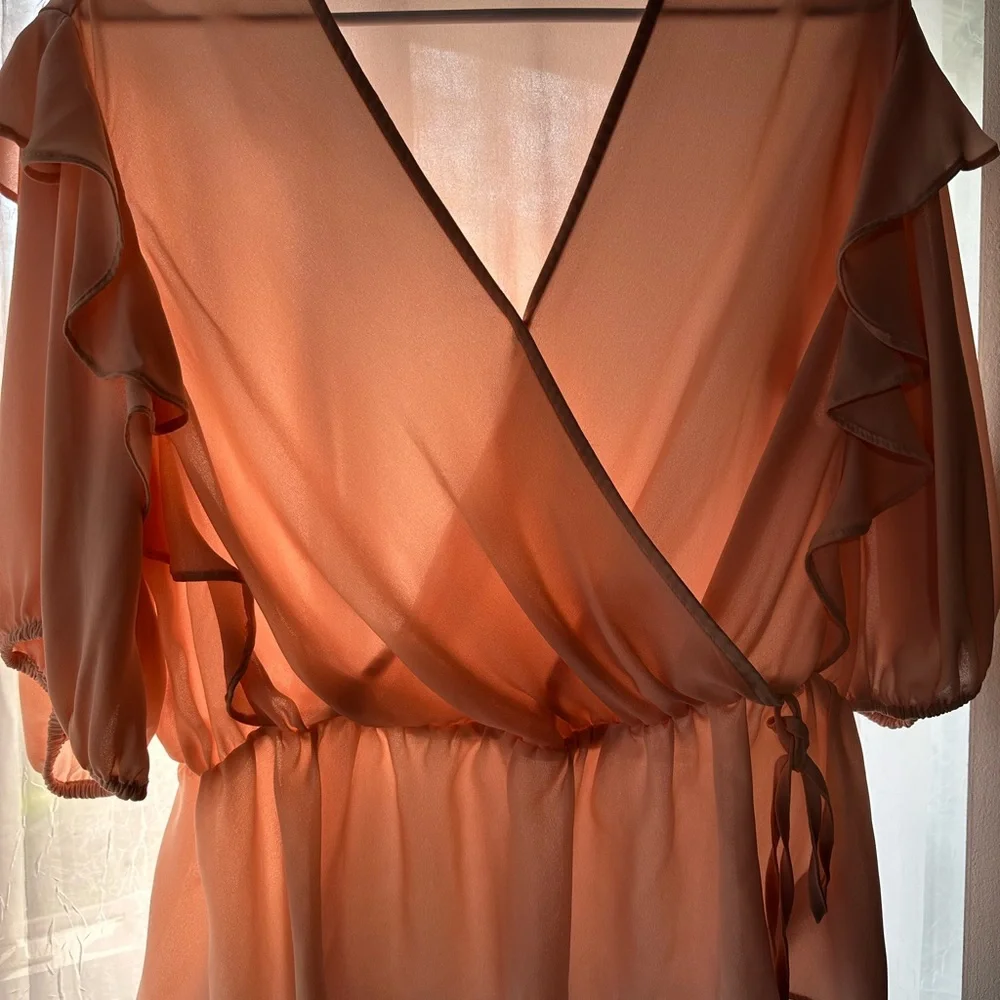 Express wrap Blouse in Peach - Picture 1 of 3